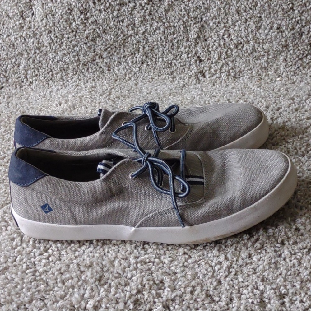 Sperry Top-Sider Gray Washable Canvas Lace Up Shoes Women's 5.5 EUC